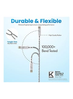 Remson Apple MFi Certified Nylon Braided USB-C To Lightning Data Sync And Charging Cable Grey  - Image 2