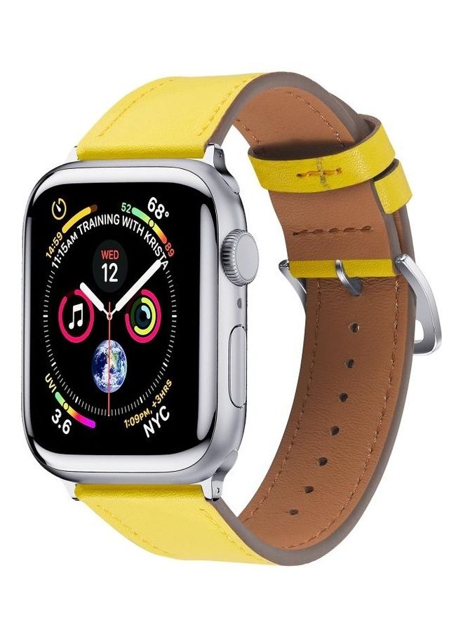 HuHa Small Waist Leather Replacement Strap Watchband For Apple Watch Series 7/6/SE/5/4/3/2/1 42/44/45mm Yellow - Image 2