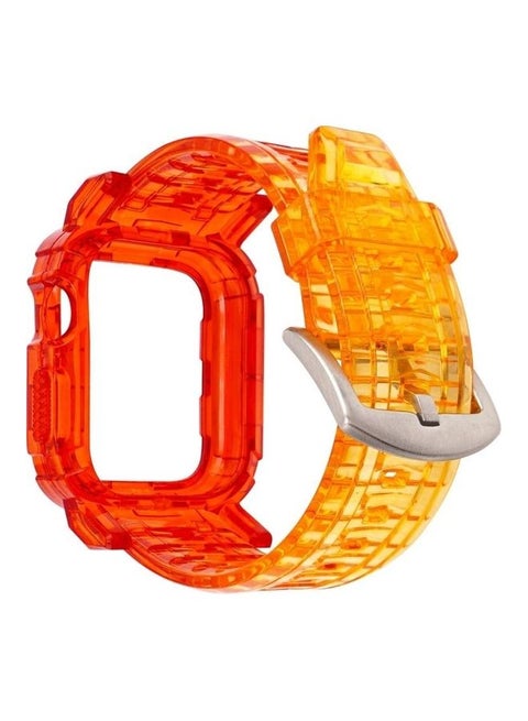 Replacement Watchband for Apple Watch Series 3/2/1 38mm Red Orange/Silver Clasp