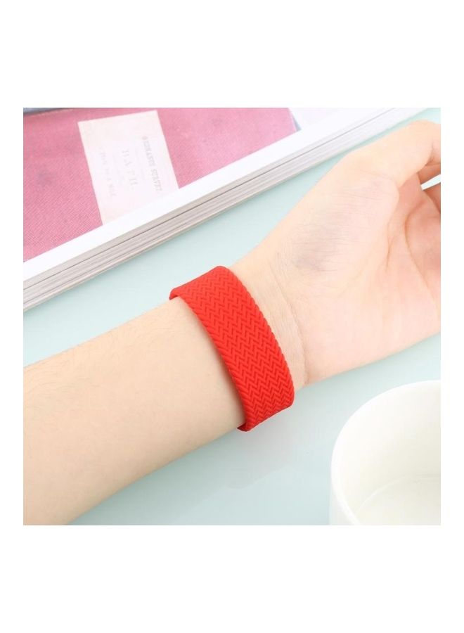 HuHa Single-turn Woven Pattern Silicone Watchband for Apple Watch Series 7/6/SE/5/4/3/2/1 38/40/41mm, Size:L Red - Image 4