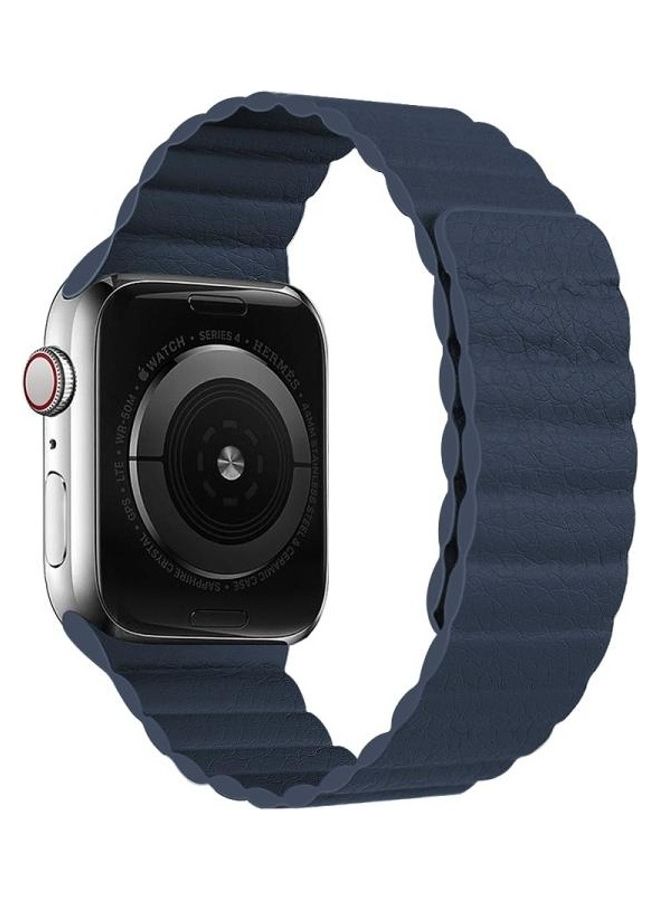 HuHa Two Loop Magnetic Replacement Strap Watchband For Apple Watch Series 1/2/3/4/5/6/7/SE 38-40-41mm Navy Blue  - Image 1