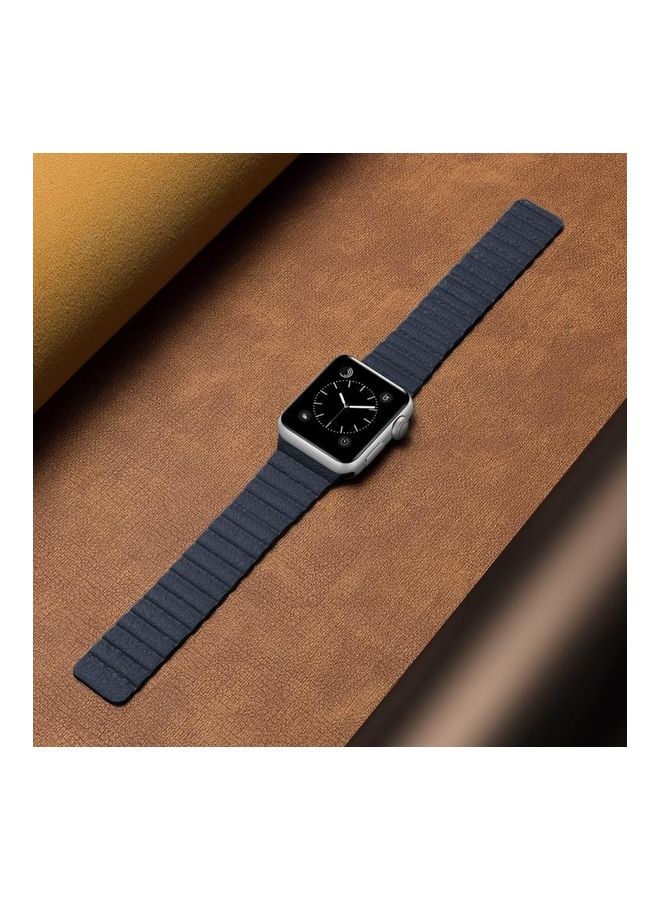 HuHa Two Loop Magnetic Replacement Strap Watchband For Apple Watch Series 1/2/3/4/5/6/7/SE 38-40-41mm Navy Blue  - Image 4