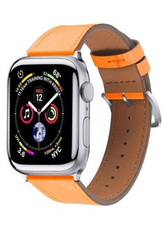 HuHa Small Waist Leather Replacement Strap Watchband For Apple Watch Series 7/6/SE/5/4/3/2/1 42/44/45mm Orange  - Image 2
