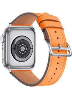 HuHa Small Waist Leather Replacement Strap Watchband For Apple Watch Series 7/6/SE/5/4/3/2/1 42/44/45mm Orange  - Image 3