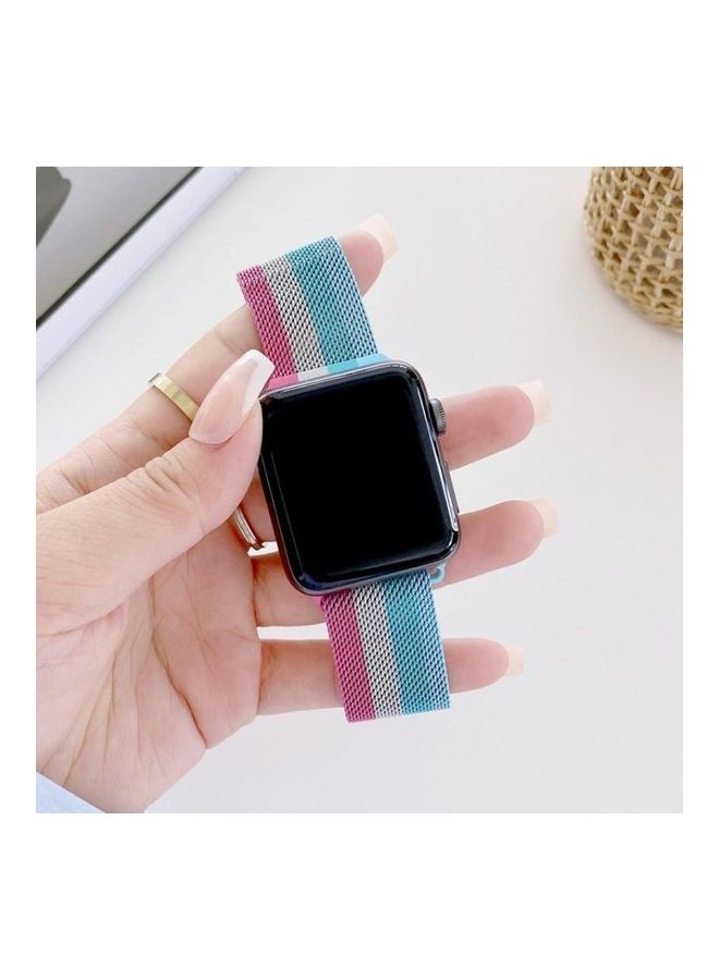 HuHa - Four-colours Milanese Replacement Strap Watchband For Apple Watch Series 7/6/SE/5/4/3/2/1 42/44/45mm Pink/Silver/Green/Blue - Image 1