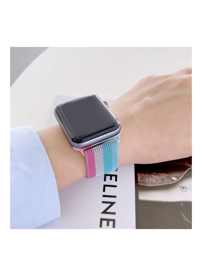 HuHa - Four-colours Milanese Replacement Strap Watchband For Apple Watch Series 7/6/SE/5/4/3/2/1 42/44/45mm Pink/Silver/Green/Blue - Image 1