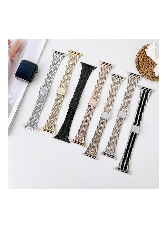 HuHa Ethnic Replacement Watchband for Apple Watch Series 1/2/3/4/5/6/7/SE 38/40/41mm Silver/Black - Image 4