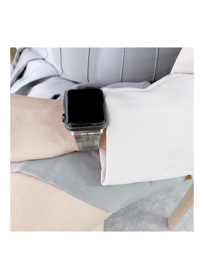 HuHa Ethnic Replacement Watchband for Apple Watch Series 1/2/3/4/5/6/7/SE 38/40/41mm Silver/Black - Image 3