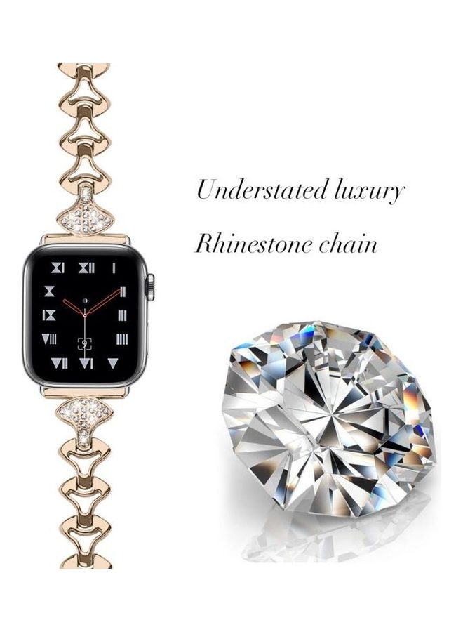 HuHa Sector Shape Diamond Metal Replacement Strap Watchband For Apple Watch Series 7/6/SE/5/4/3/2/1 45/44/42mm Rose Gold  - Image 3