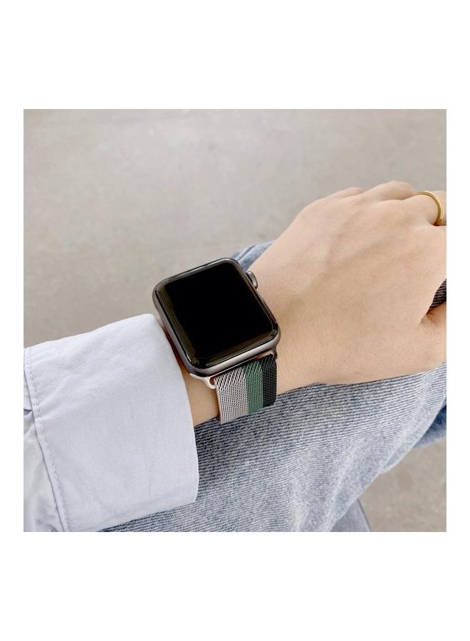 HuHa - Four-Colours Milanese Replacement Strap Watchband For Apple Watch Series 7/6/SE/5/4/3/2/1 42/44/45mm Silver/Grey/Green/Black - Image 1