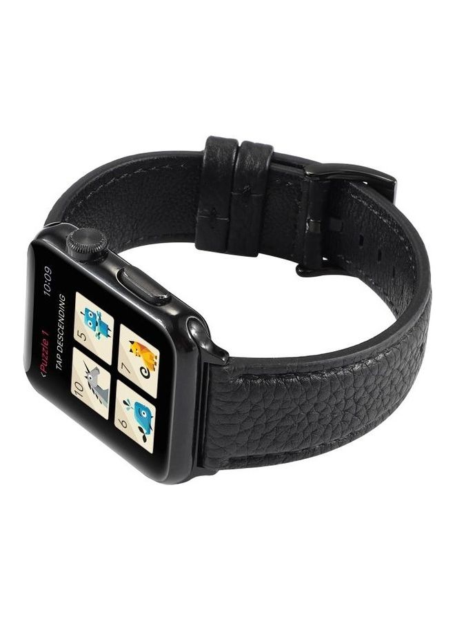 HuHa Litchi Texture Genuine Watchband Black - Image 4