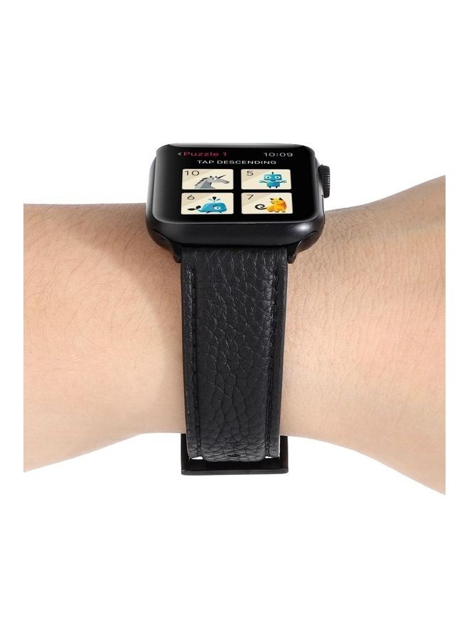 HuHa Litchi Texture Genuine Watchband Black - Image 5