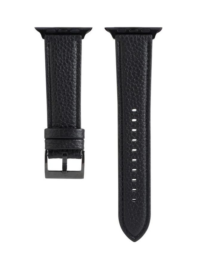 HuHa Litchi Texture Genuine Watchband Black - Image 1