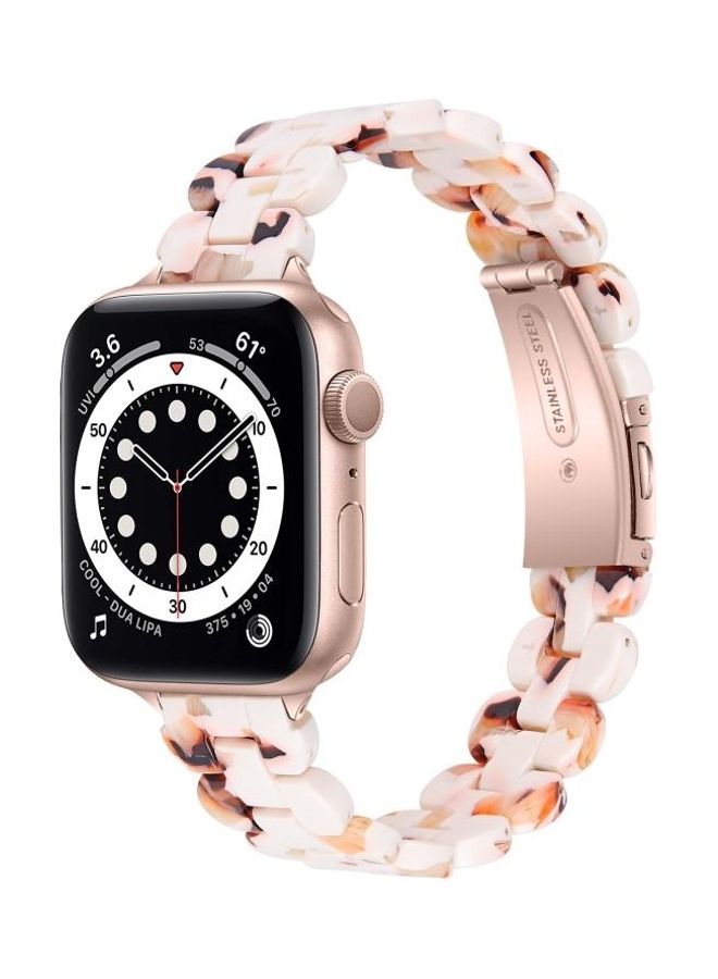 HuHa Oval Resin Replacement Strap Watchband For Apple Watch Series 7/6/5/4/3/2/1/SE 41/40/38mm Nougat - Image 4