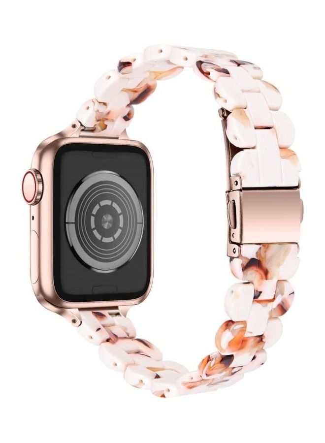 HuHa Oval Resin Replacement Strap Watchband For Apple Watch Series 7/6/5/4/3/2/1/SE 41/40/38mm Nougat - Image 5