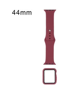 HuHa Silicone Replacement Strap Watchband with Protective Screen Protector Case Set For Apple Watch Series  7/6/SE/5/4 45/44mm Wine Red  - Image 1
