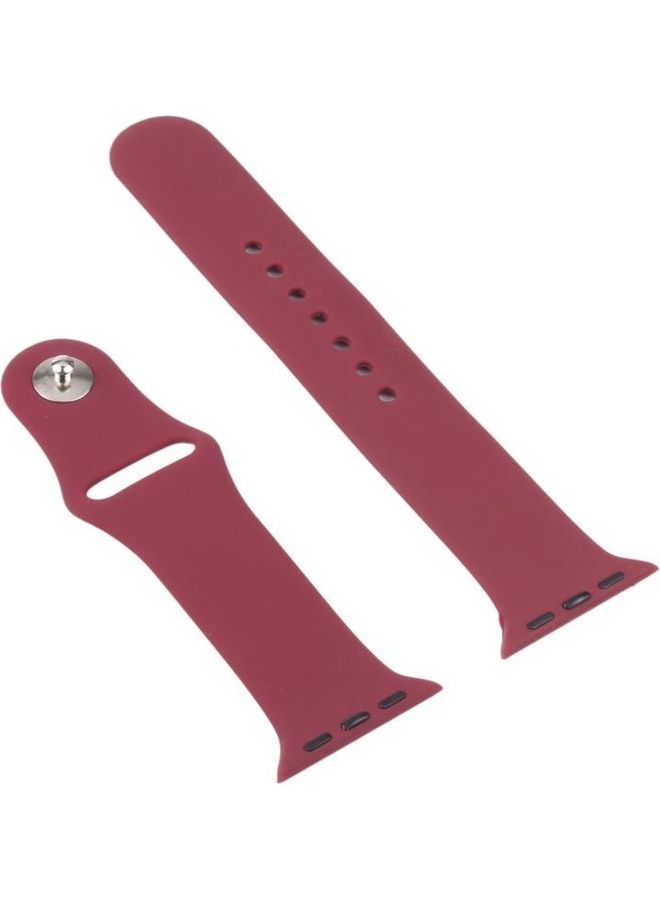 HuHa - Silicone Replacement Strap Watchband with Protective Screen Protector Case Set For Apple Watch Series  7/6/SE/5/4 45/44mm Wine Red - Image 1