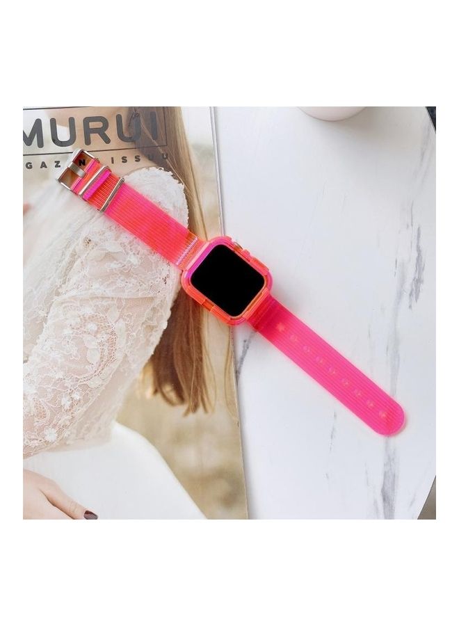 HuHa - Ethnic Replacement Watchband for Apple Watch Series 1/2/3/4/5/6/7/SE 44/45mm Rose Red - Image 1