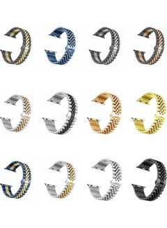 HuHa Women Five Beads Stainless Steel Replacement Watchband For Apple Watch Series 1/2/3/4/5/6/7/SE 38-40-41mm Silver/Gold  - Image 3