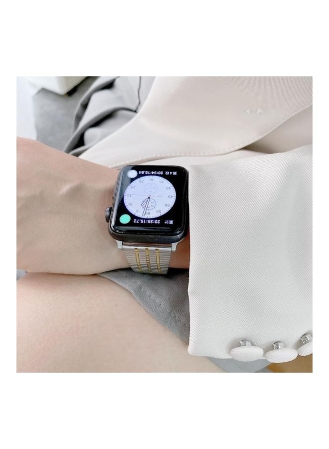 HuHa Ethnic Replacement Watchband for Apple Watch Series 1/2/3/4/5/6/7/SE 38/40/41mm Silver/Black - Image 3