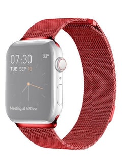 Milanese Loop Magnetic Stainless Steel Watchband For Apple Watch Series 7/6/5/4/3/2/1/SE 45/44/42mm Red