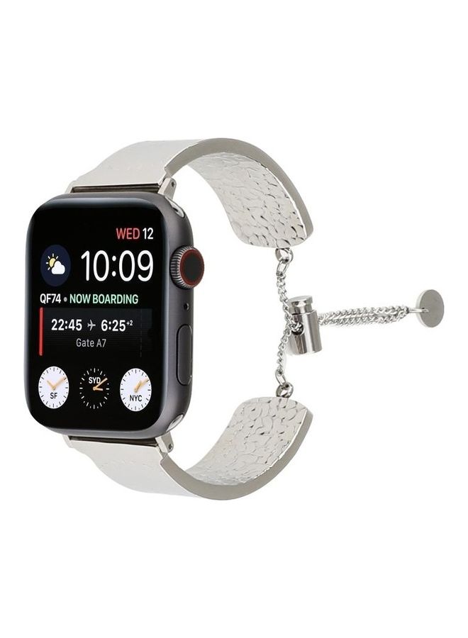 HuHa Simple 316 Stainless Steel Embossed Bracelet Watchband for Apple Watch Series 7/6/SE/5/4/3/2/1 38/40/41mm Silver - Image 1