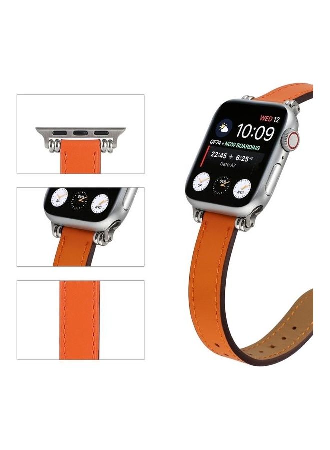 HuHa Single Circle 14mm Beads Style Replacement Watchband For Apple Watch Series 7 45mm/6 & SE & 5 & 4 44mm/3 & 2 & 1 42mm Orange - Image 3