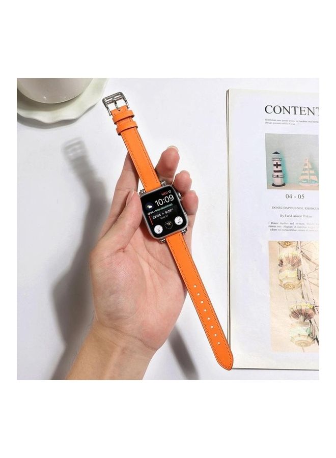 HuHa Single Circle 14mm Beads Style Replacement Watchband For Apple Watch Series 7 45mm/6 & SE & 5 & 4 44mm/3 & 2 & 1 42mm Orange - Image 4