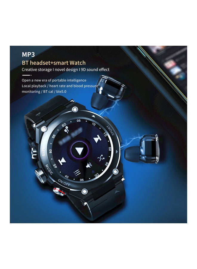 Generic Smart Watch With Wireless Earbuds Black  - Image 2