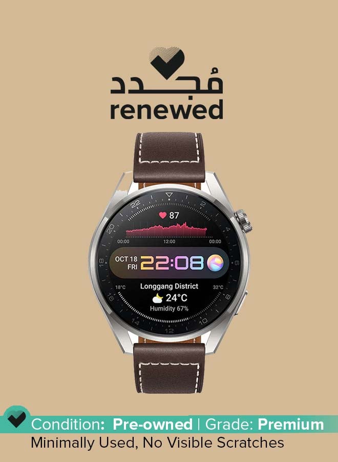 HUAWEI Renewed - Watch 3 Pro 4G SmartWatch eSIM Cellular Skin Temperature Detection All-day SpO2 Monitoring Titanium Grey - Image 1