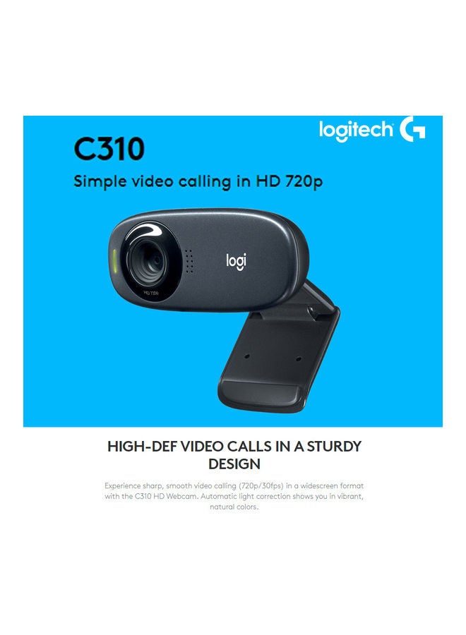 Logitech C310 HD Webcam 720P Video Call Web Cam  - Image 2