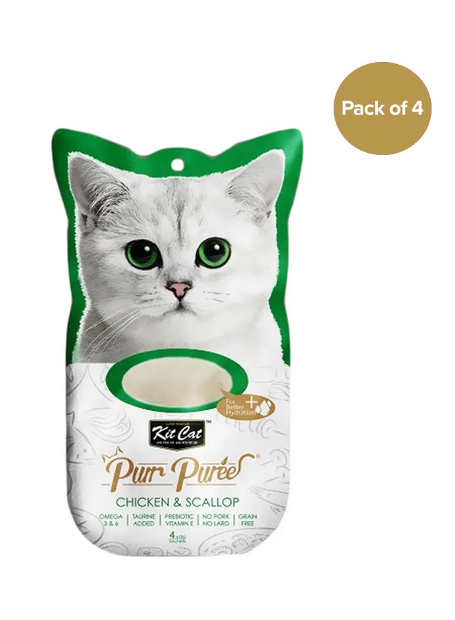 Kit Cat Purr Puree Chicken And Scallop Pack Of 4 Multicolour 15grams