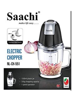 Saachi Mixed Meat And Vegetable Chopper 1500 L 300 W NL-CH-551 Black/Clear  - Image 2