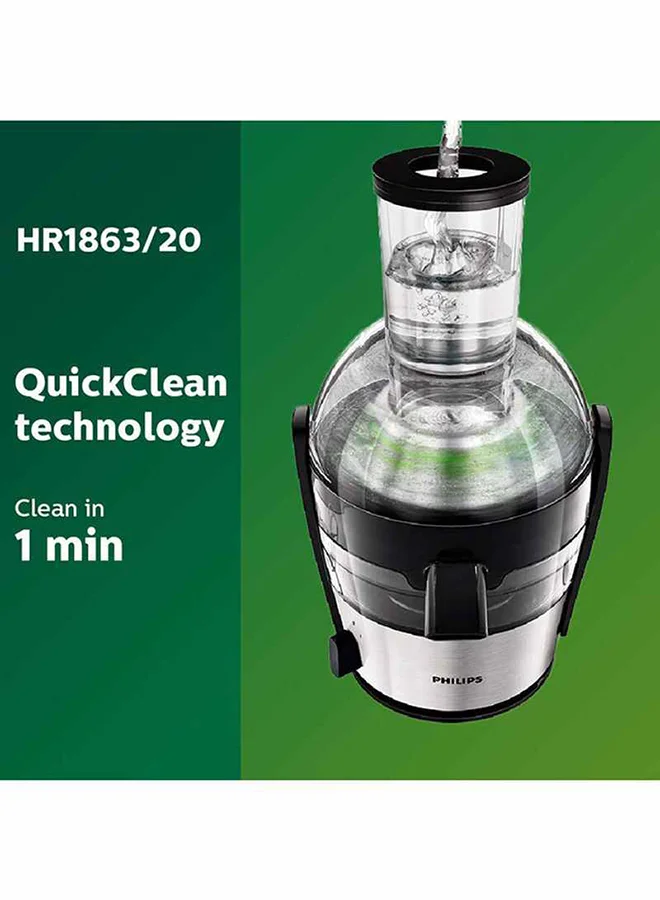 فيليبس عصارة -  أنبوب XL، تنظيف سريع، 2 L 800 W HR1863/22/05 فضي/أسود/شفاف