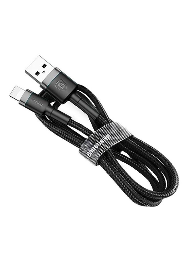 Baseus - USB to Lightning Charging Cable Cafule Nylon Braided High-Density Quick Charge Compatible for iPhone 13 12 11 Pro Max Mini XS X 8 7 6 5 SE iPad (2 Meter) Grey/Black - Image 1