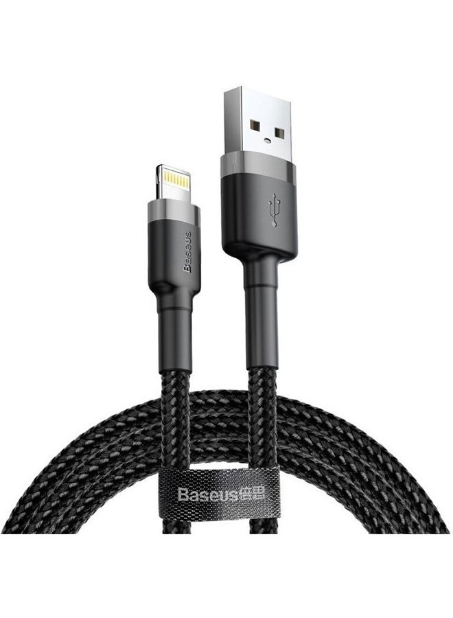 Baseus - USB to Lightning Charging Cable Cafule Nylon Braided High-Density Quick Charge Compatible for iPhone 13 12 11 Pro Max Mini XS X 8 7 6 5 SE iPad (2 Meter) Grey/Black - Image 1