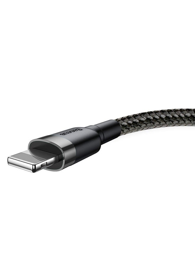 Baseus - USB to Lightning Charging Cable Cafule Nylon Braided High-Density Quick Charge Compatible for iPhone 13 12 11 Pro Max Mini XS X 8 7 6 5 SE iPad (2 Meter) Grey/Black - Image 1