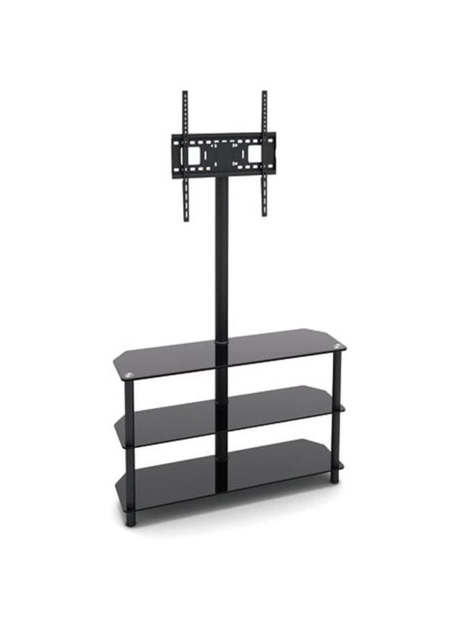 Skilltech Tv Floor stand 3-Tier Corner-notched Glass Media Console (large) for 32 to 70, Max Load: 40kg/88lbs Black - Image 2
