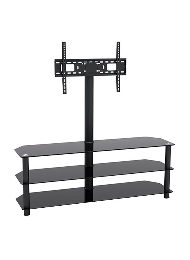 Skilltech Tv Floor stand 3-Tier Corner-notched Glass Media Console (large) for 32 to 70, Max Load: 40kg/88lbs Black - Image 1