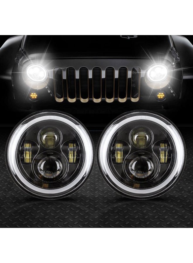 توبيز زوج من مصابيح أمامية LED بإضاءة منحنية مع هالة إشارة لسيارة جيب رانجلر 97-15 - Image 2