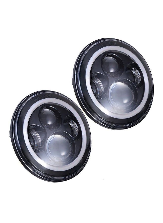 توبيز زوج من مصابيح أمامية LED بإضاءة منحنية مع هالة إشارة لسيارة جيب رانجلر 97-15 - Image 3