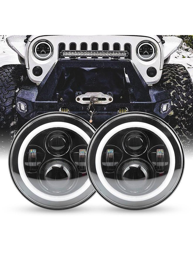 توبيز زوج من مصابيح أمامية LED بإضاءة منحنية مع هالة إشارة لسيارة جيب رانجلر 97-15 - Image 4