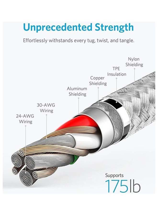 Powerline II Lighting Data Sync And Charging Cable Silver