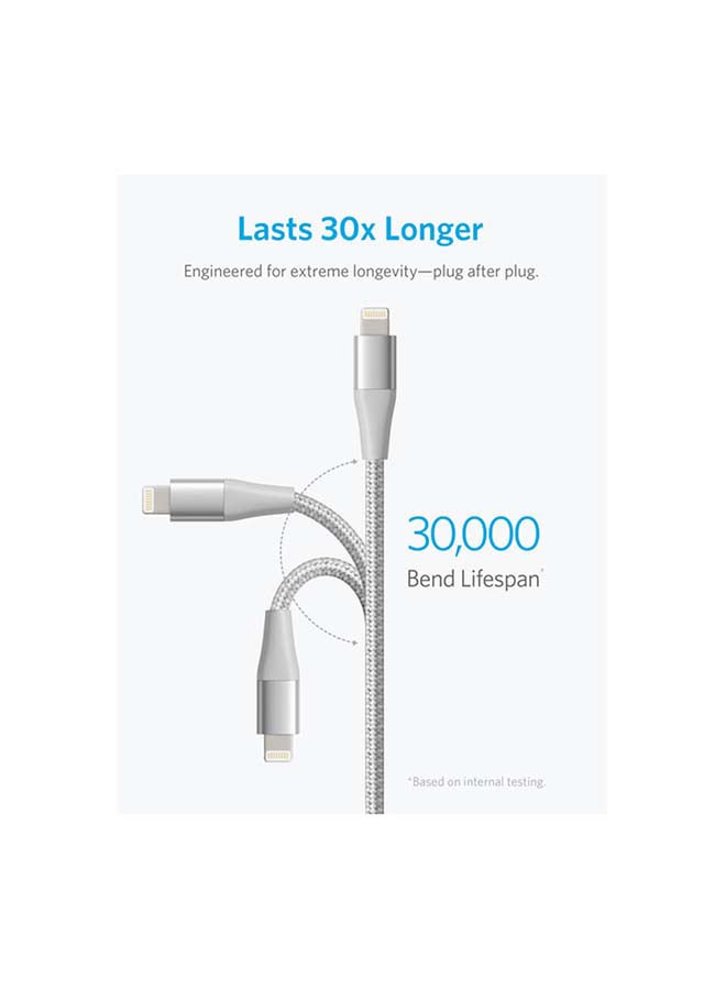 Powerline II Lighting Data Sync And Charging Cable Silver