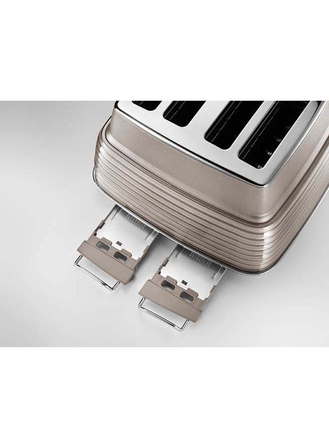 De'Longhi - Scolpito 4 Slot Toaster, Reheat, Defrost, One-Side Bagel & 6 Browning Settings, Stainless Steel Min 1 Year Manufacturer Warranty 1800 W CTZS4003.BG Beige - Image 1