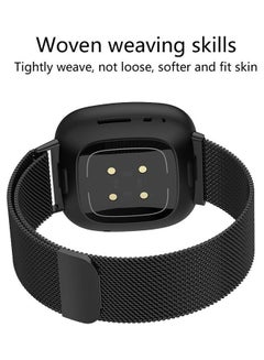 MARGOUN Milanese Band Stainless Steel Mesh Loop Strap for Fitbit Versa 3/Sense SmartWatch black  - Image 4