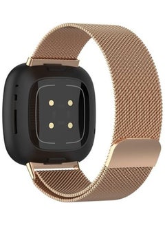 MARGOUN Milanese Band Stainless Steel Mesh Loop Strap for Fitbit Versa 3/Sense SmartWatch Rose Gold  - Image 2