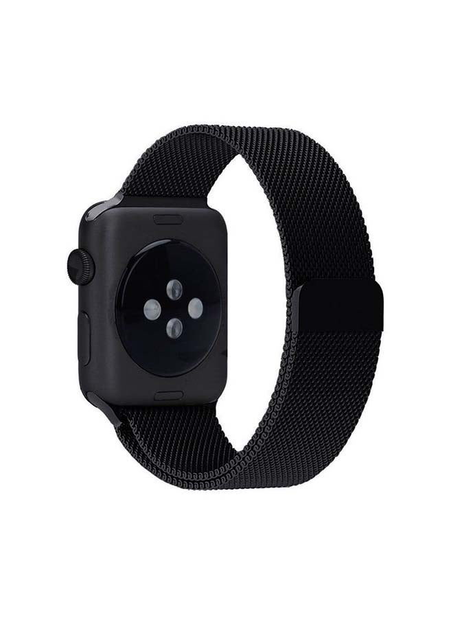 MOCOM Milanese Loop Stainless Steel Replacement Band for Apple Watch Series 7 45mm Black - Image 1