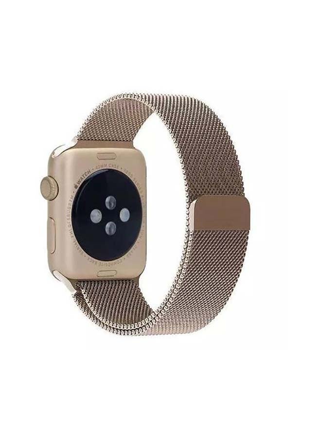 MOCOM - Milanese Loop Stainless Steel Replacement Band for Apple Watch Series 7 45mm Gold - Image 1