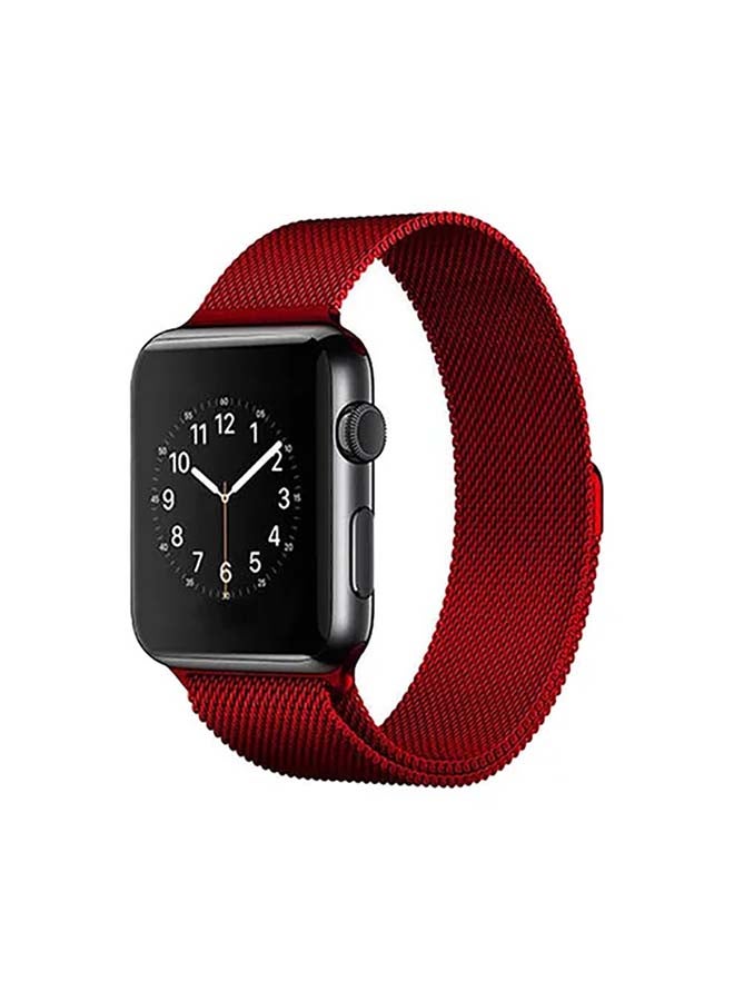 MOCOM - Milanese Loop Stainless Steel Replacement Band for Apple Watch Series 7 41mm Red - Image 1